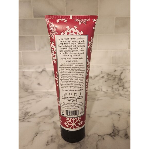 Deep Steep Argan Oil Body Lotion Peppermint Vanilla 8 Fl Oz Gluten-Free - Picture 2 of 4